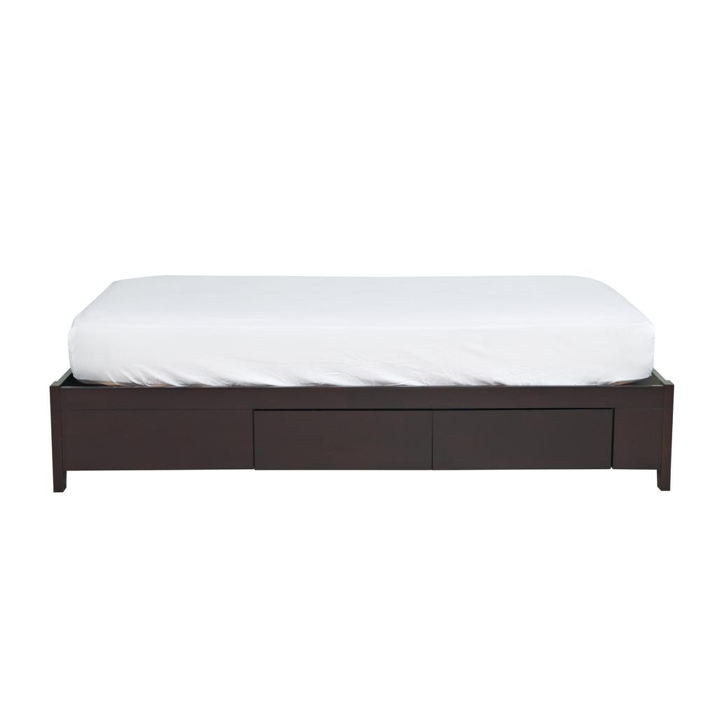 Simple Wood Storage Bed in Espresso. Picture 13