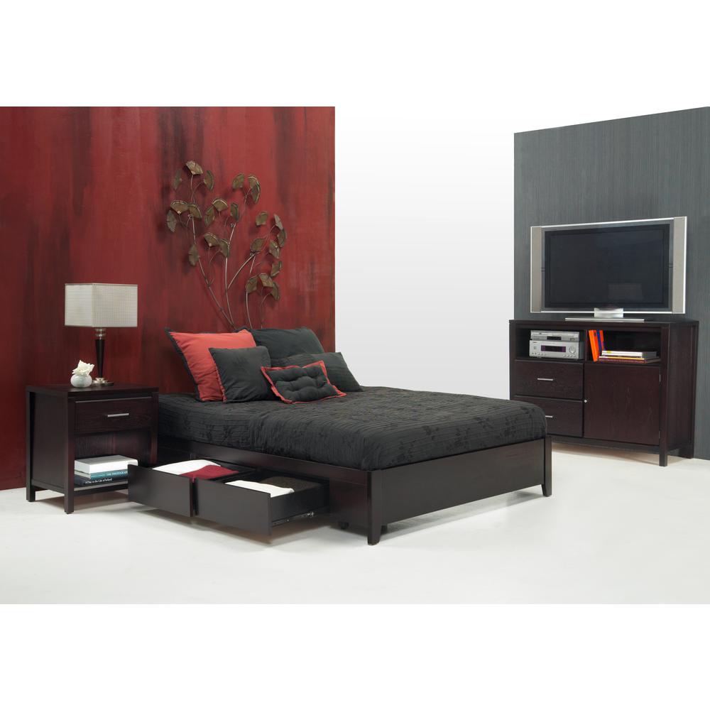 Simple Wood Storage Bed in Espresso. Picture 7