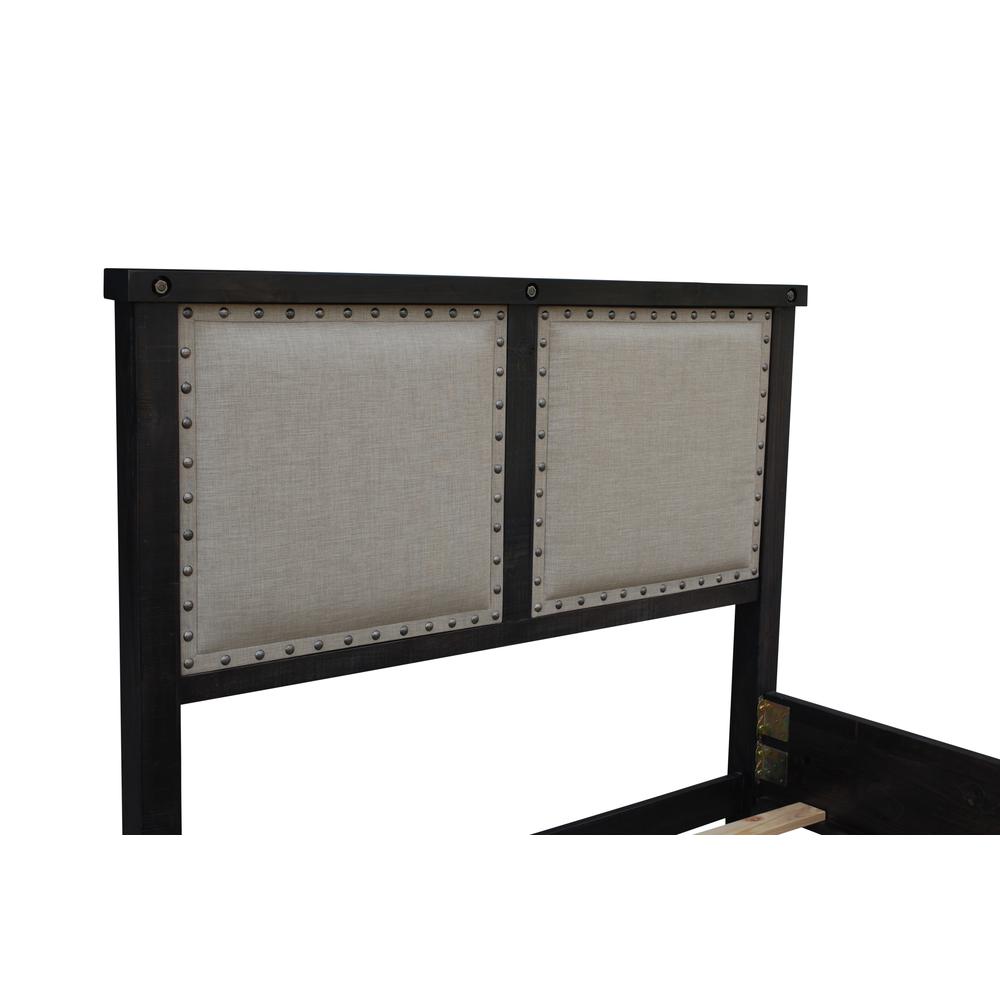 Yosemite Upholstered Wood Panel Bed in Cafe. Picture 4