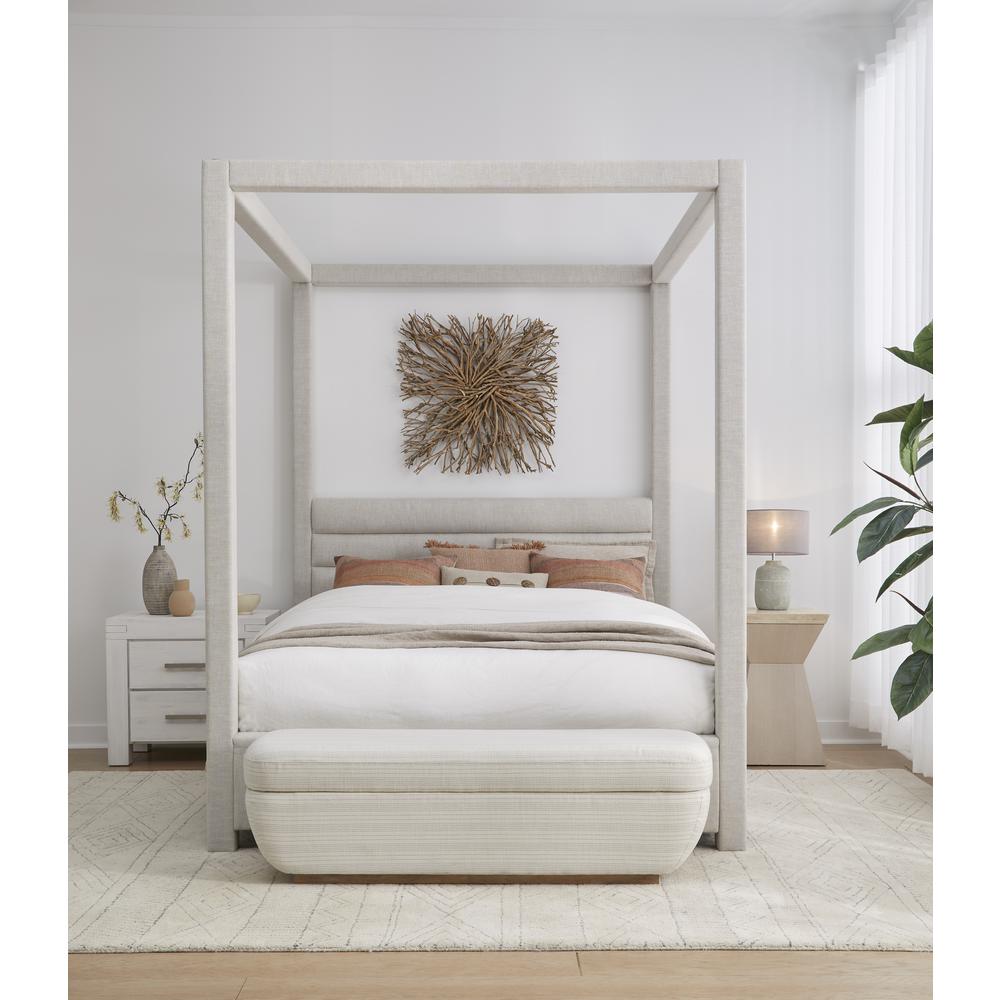 Rockford Upholstered Canopy Bed in Turtle Dove Linen. Picture 2