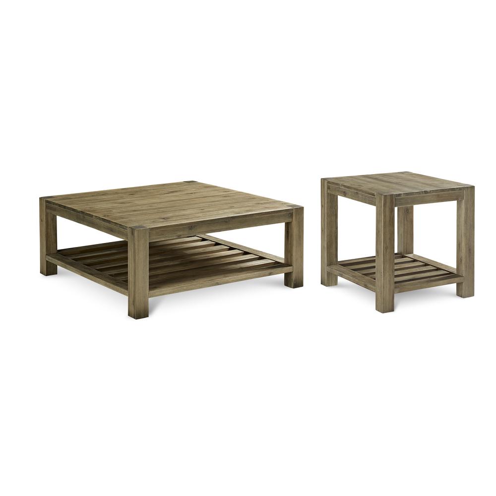 Canyon Solid Wood Rectangular End Table in Washed Grey. Picture 6