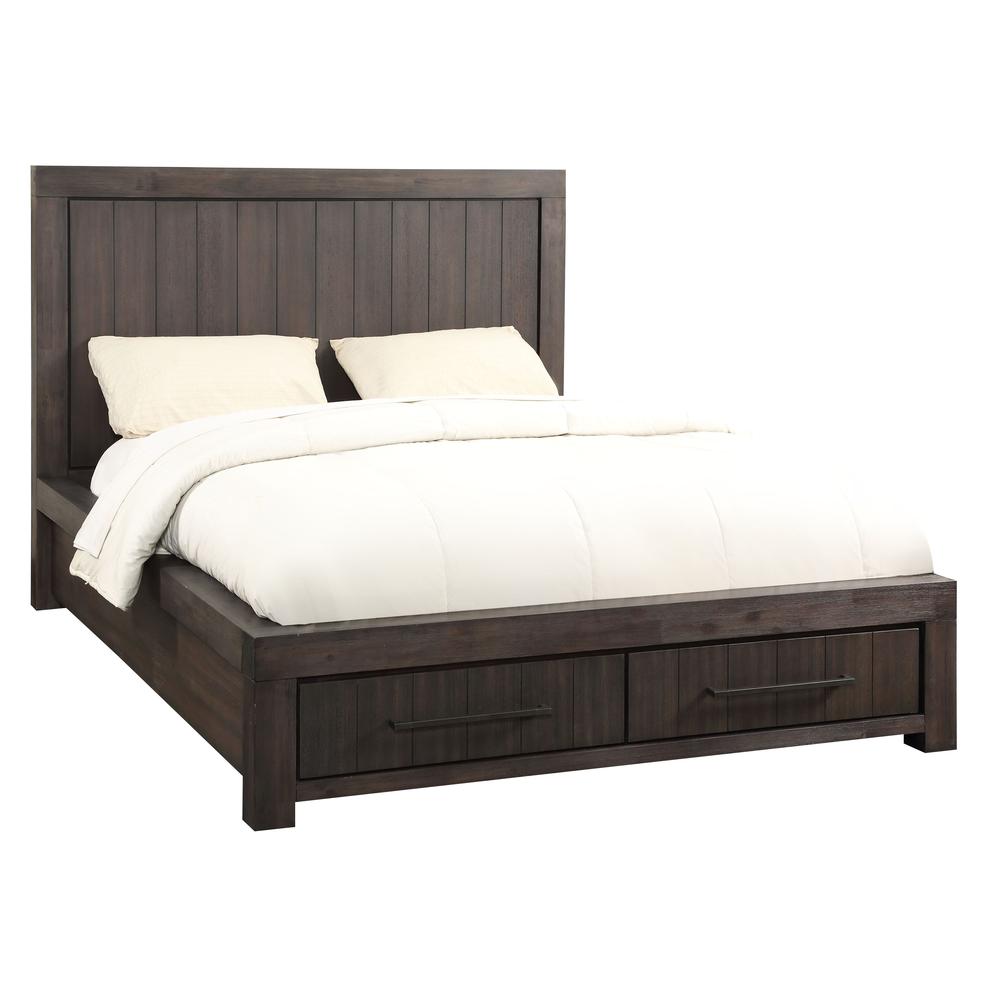 Heath Two Drawer Wood Storage Bed in Basalt Grey. Picture 3