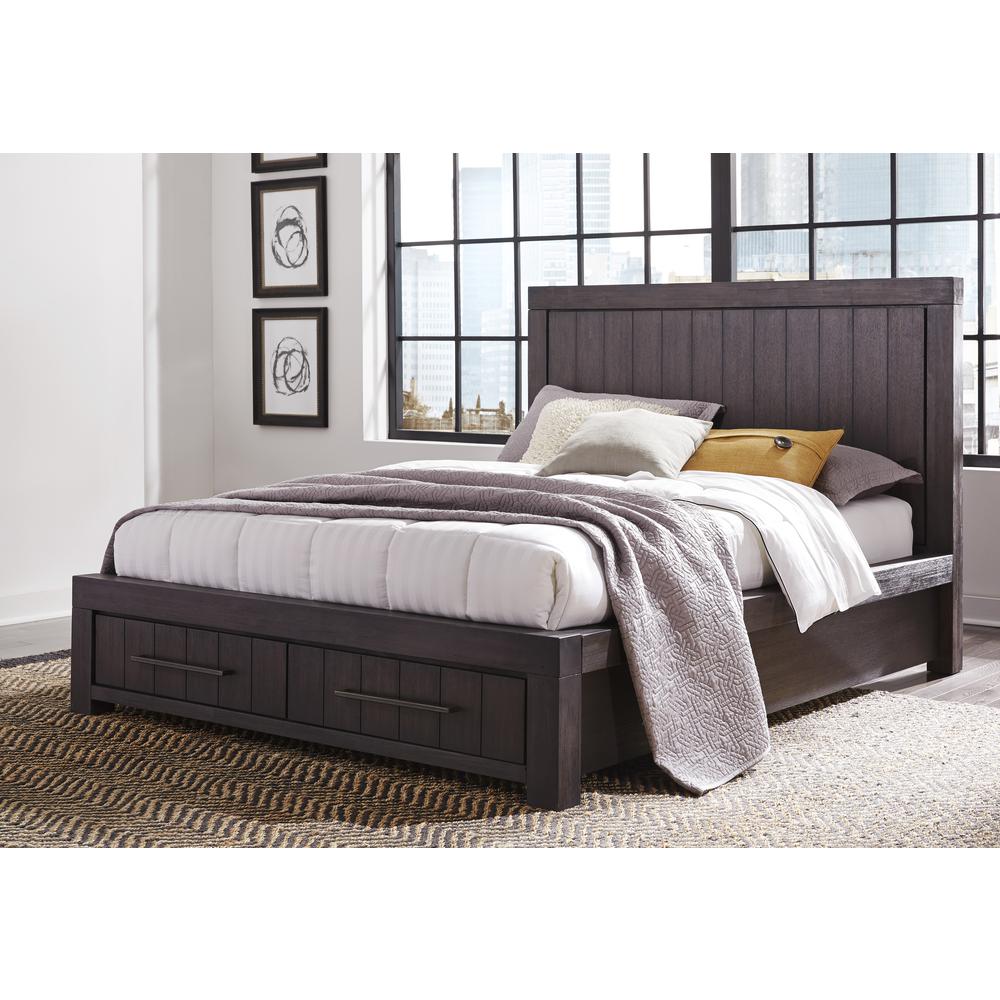 Heath Two Drawer Wood Storage Bed in Basalt Grey. Picture 1