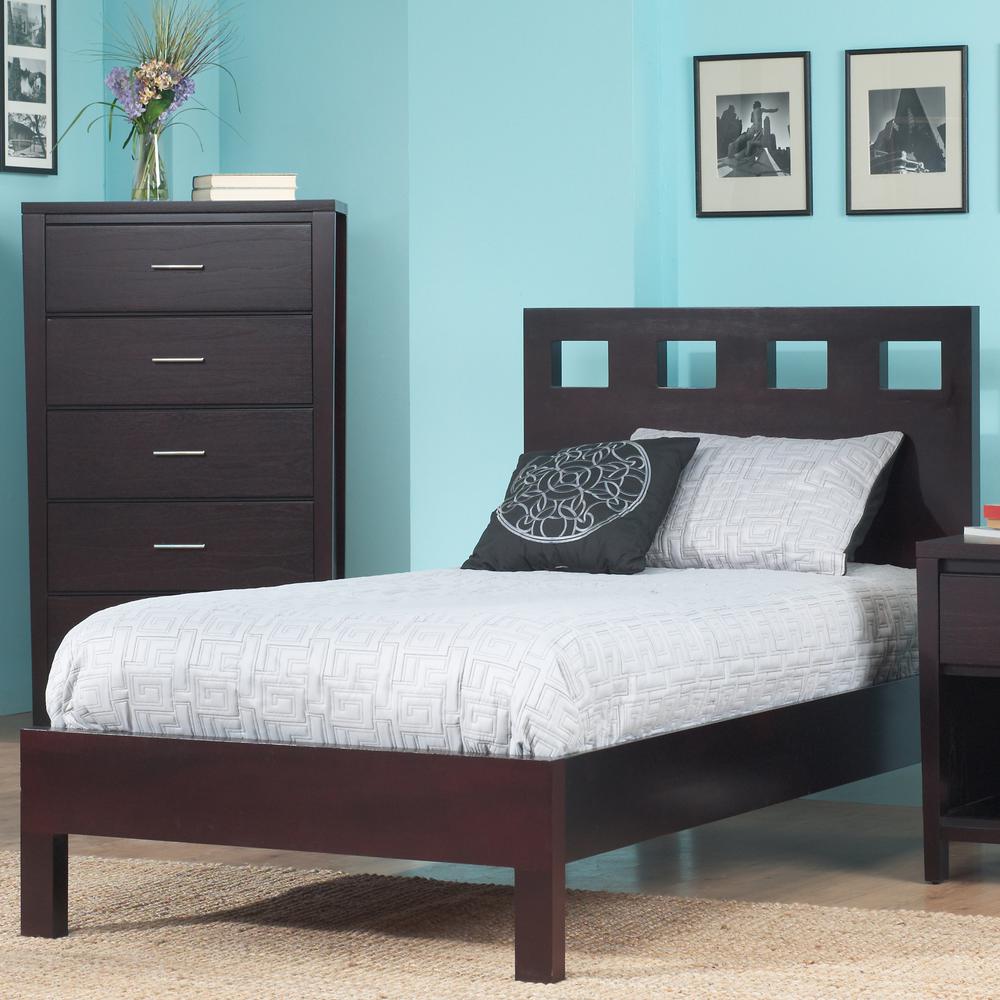 Riva Wood Platform Bed in Espresso. Picture 2
