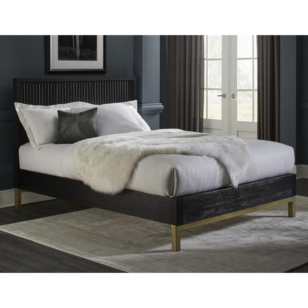 Kentfield Solid Wood Platform Bed in Black Drifted Oak. Picture 1