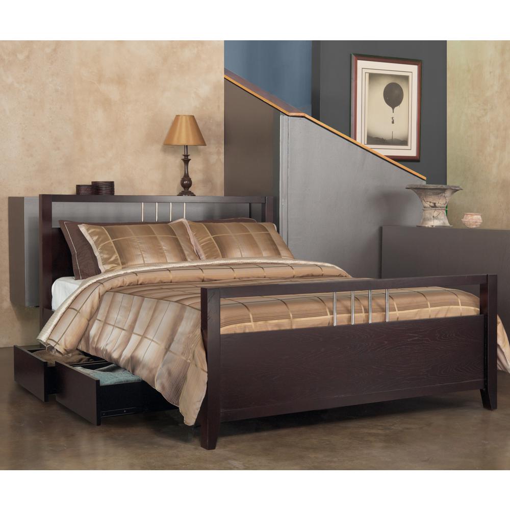 Nevis Platform Storage Bed in Espresso. Picture 1