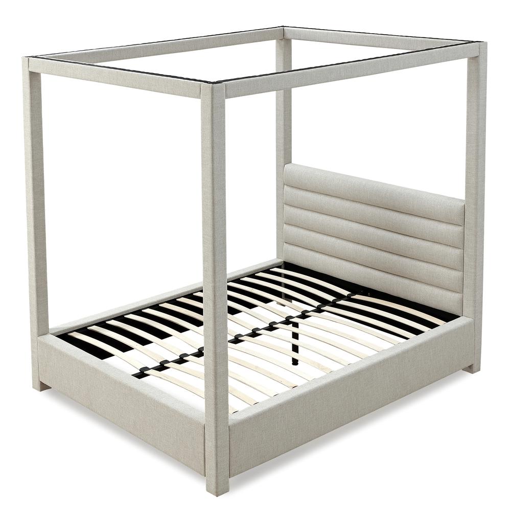 Rockford Upholstered Canopy Bed in Turtle Dove Linen. Picture 8