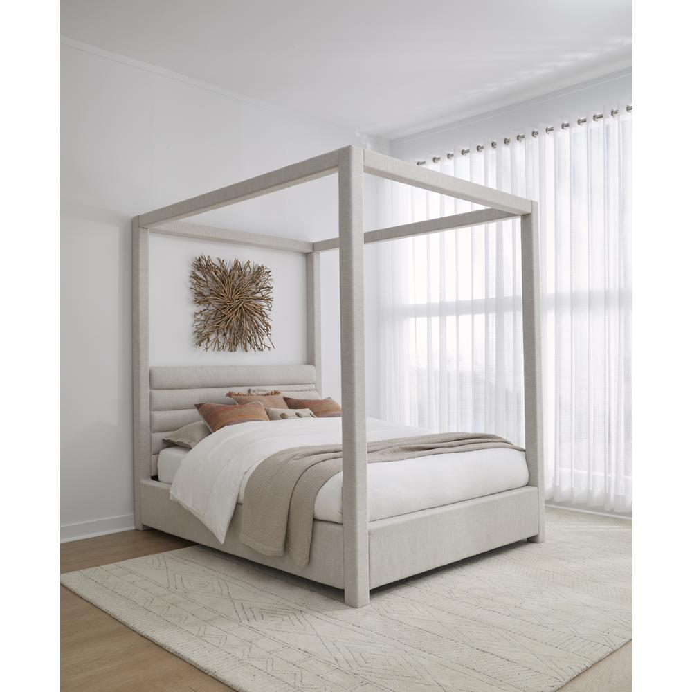 Rockford Upholstered Canopy Bed in Turtle Dove Linen. Picture 3