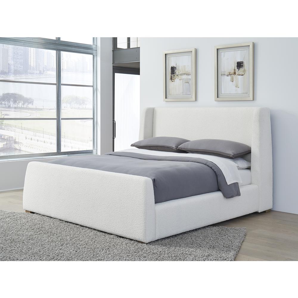 Presley Upholstered Wingback Platform Bed in Cottage Cheese Boucle. Picture 2
