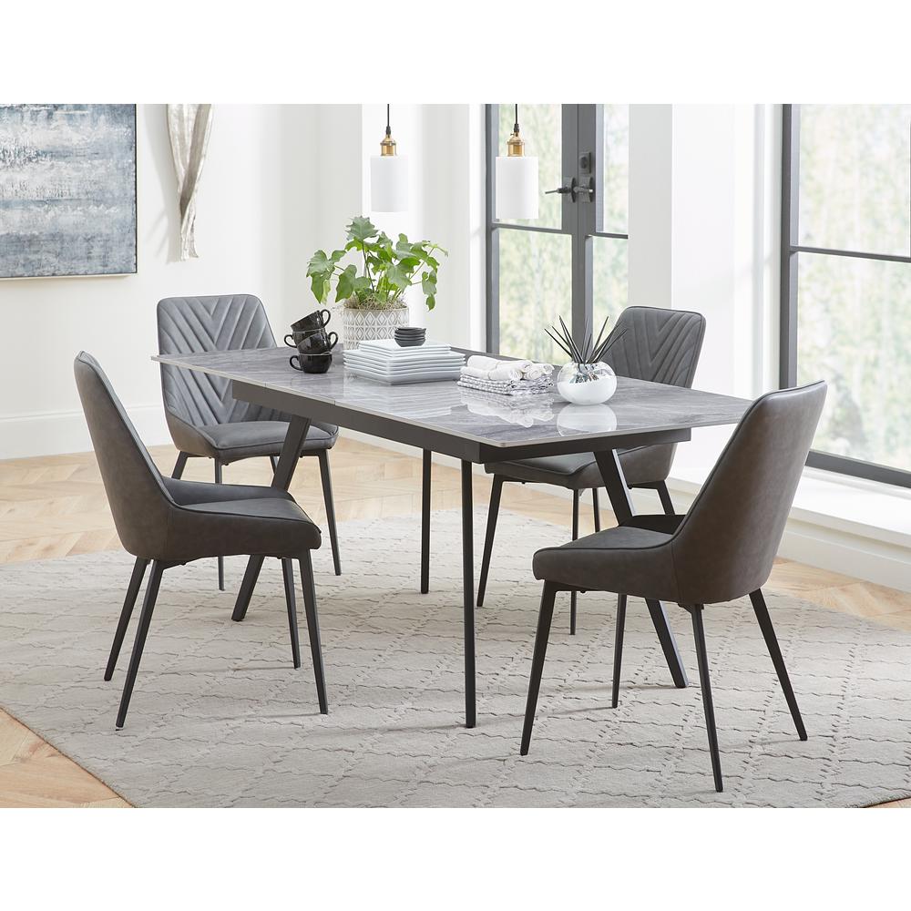 Lucia Upholstered Dining Chair in Charcoal Synthetic Leather, set of 2. Picture 3
