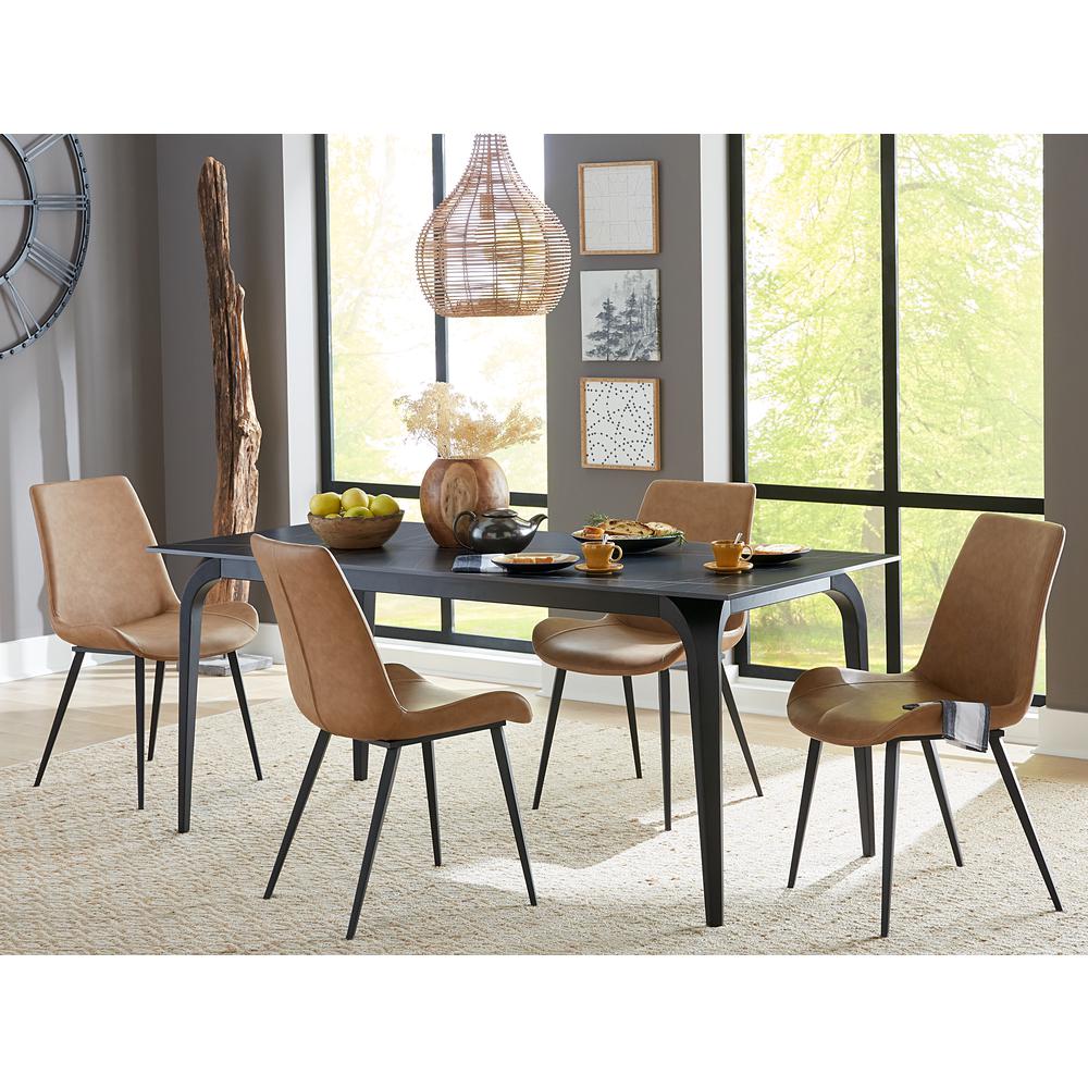 Nicoya Upholstered Dining Chair in Buckskin Synthetic Leather, set of 2. Picture 7