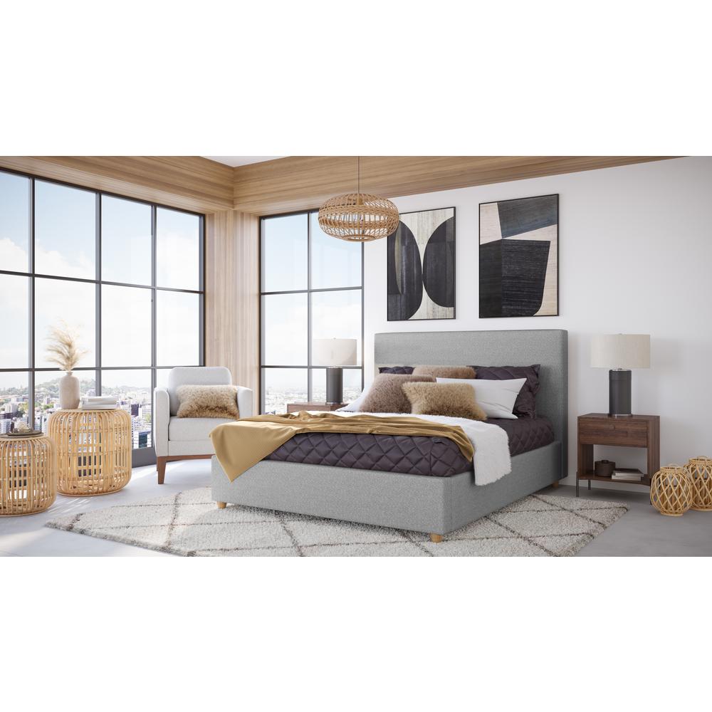 Olivia Upholstered Platform Bed in Pewter. Picture 6