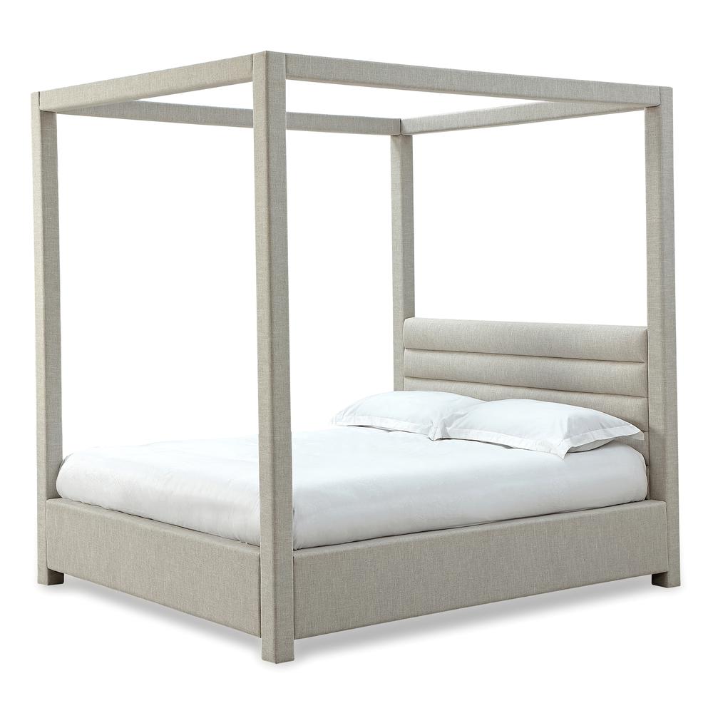 Rockford Upholstered Canopy Bed in Turtle Dove Linen. Picture 5