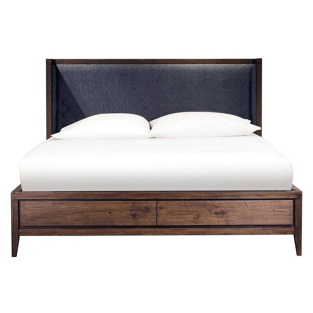 Boracay Upholstered Wingback Storage Bed in Wild Oats Brown. Picture 4