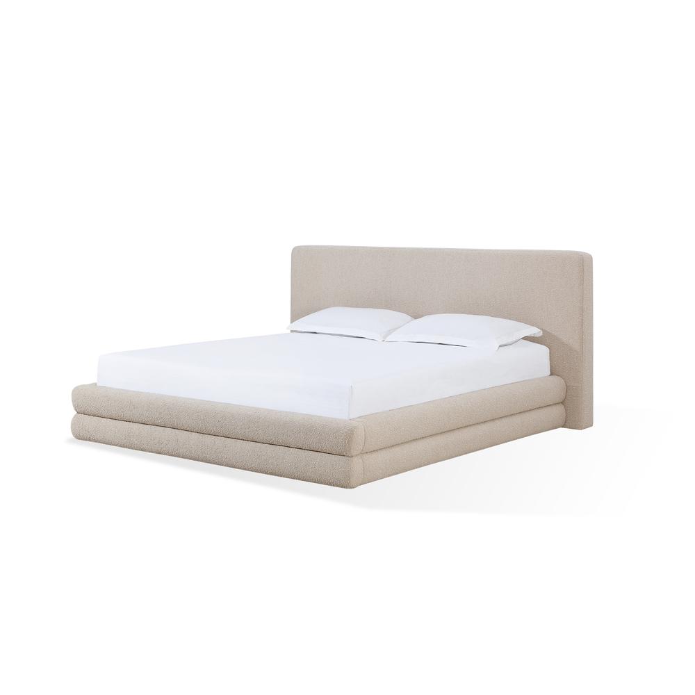 Maya Upholstered Platform Bed in Brun Boucle. Picture 2