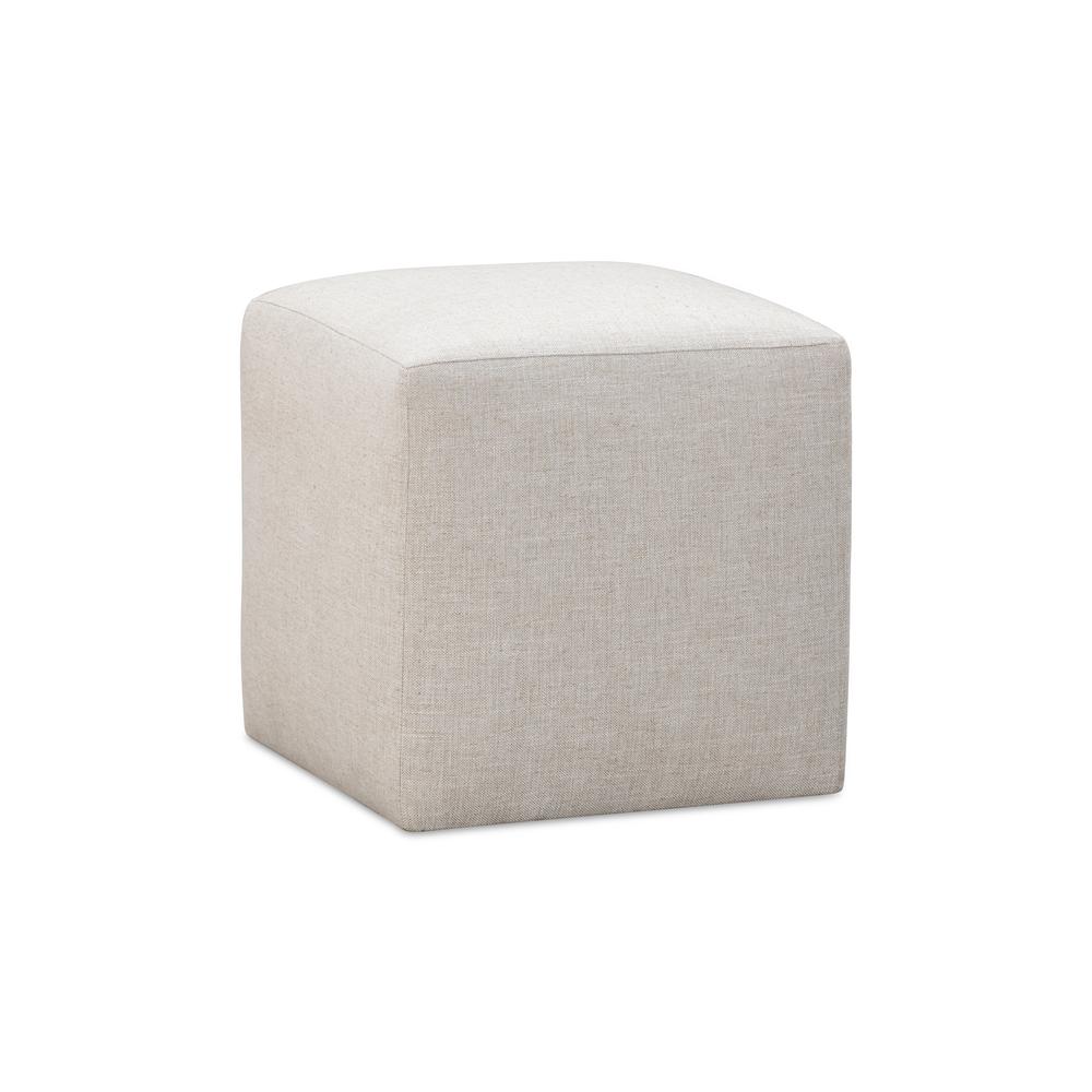 Liv Fully Upholstered Dining Ottoman in Natural Linen. Picture 2