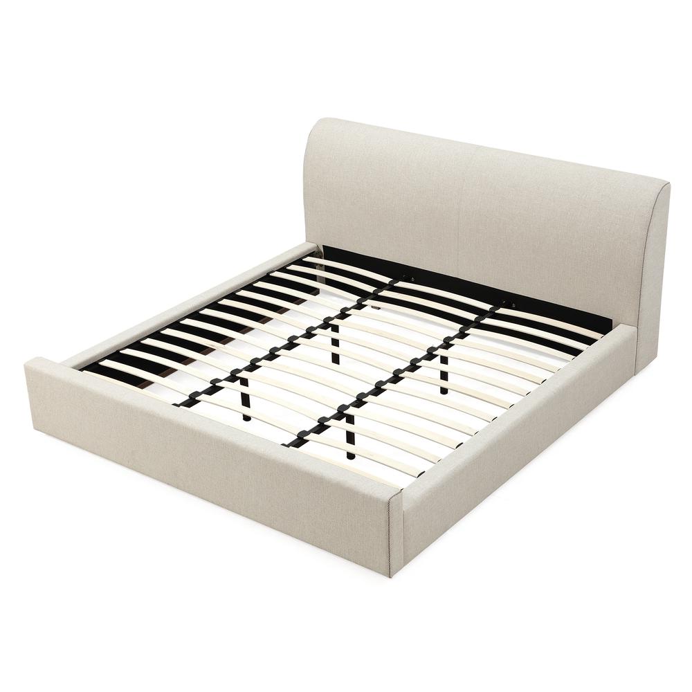 Louis Upholstered Platform Bed in Natural Linen. Picture 10