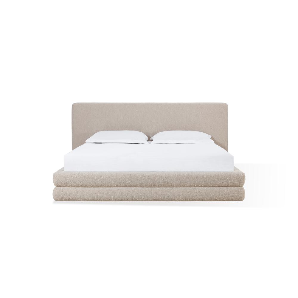 Maya Upholstered Platform Bed in Brun Boucle. Picture 1