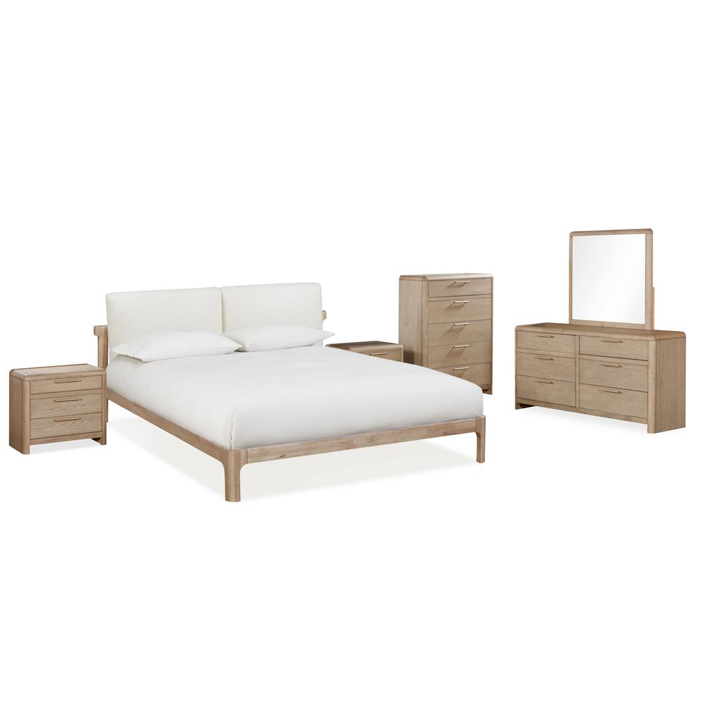 Furano Upholstered Two Cushion Platform Bed in Ginger and Natural Linen. Picture 7