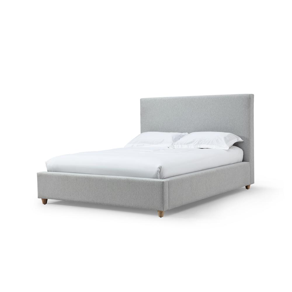 Olivia Upholstered Platform Bed in Linen. Picture 1