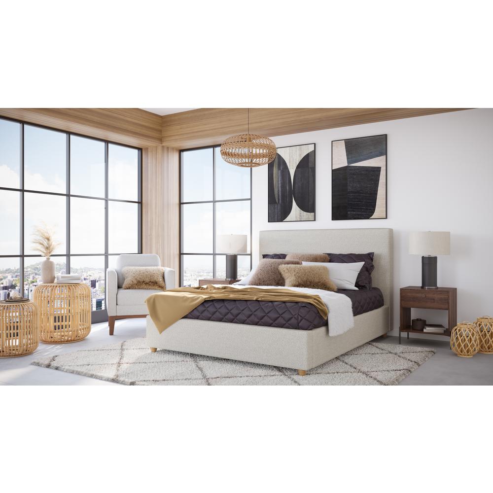 Olivia Upholstered Platform Bed in Ivory. Picture 6