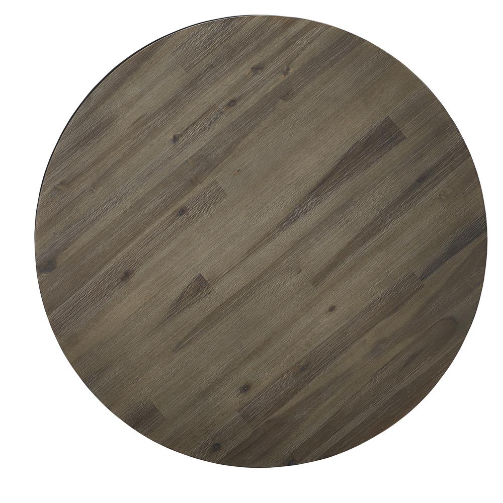 Canyon Solid Wood and Metal Round End Table in Washed Grey. Picture 4