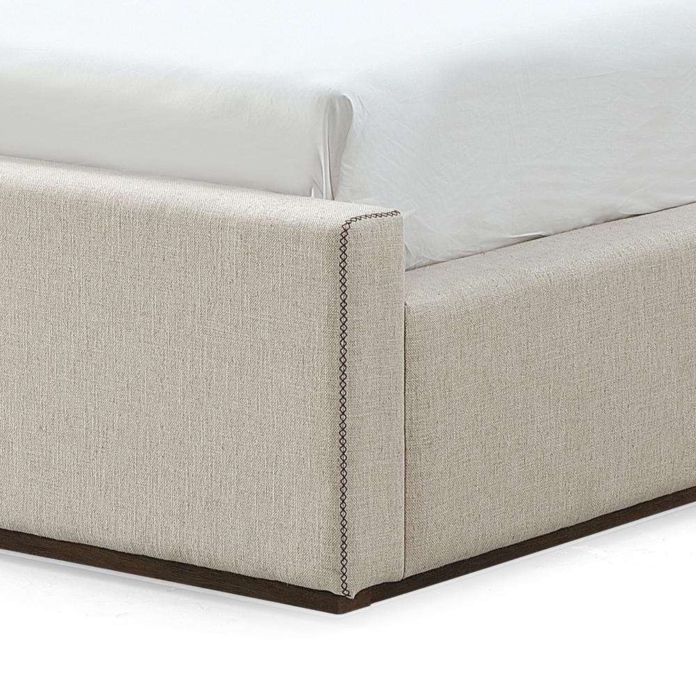 Louis Upholstered Platform Bed in Natural Linen. Picture 7