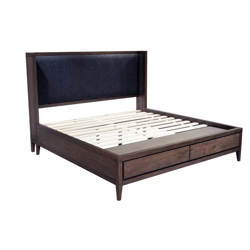 Boracay Upholstered Wingback Storage Bed in Wild Oats Brown. Picture 6