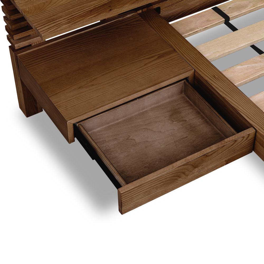 Tanner Solid Ash Wall Bed with Integrated Nightstands in Roux. Picture 4