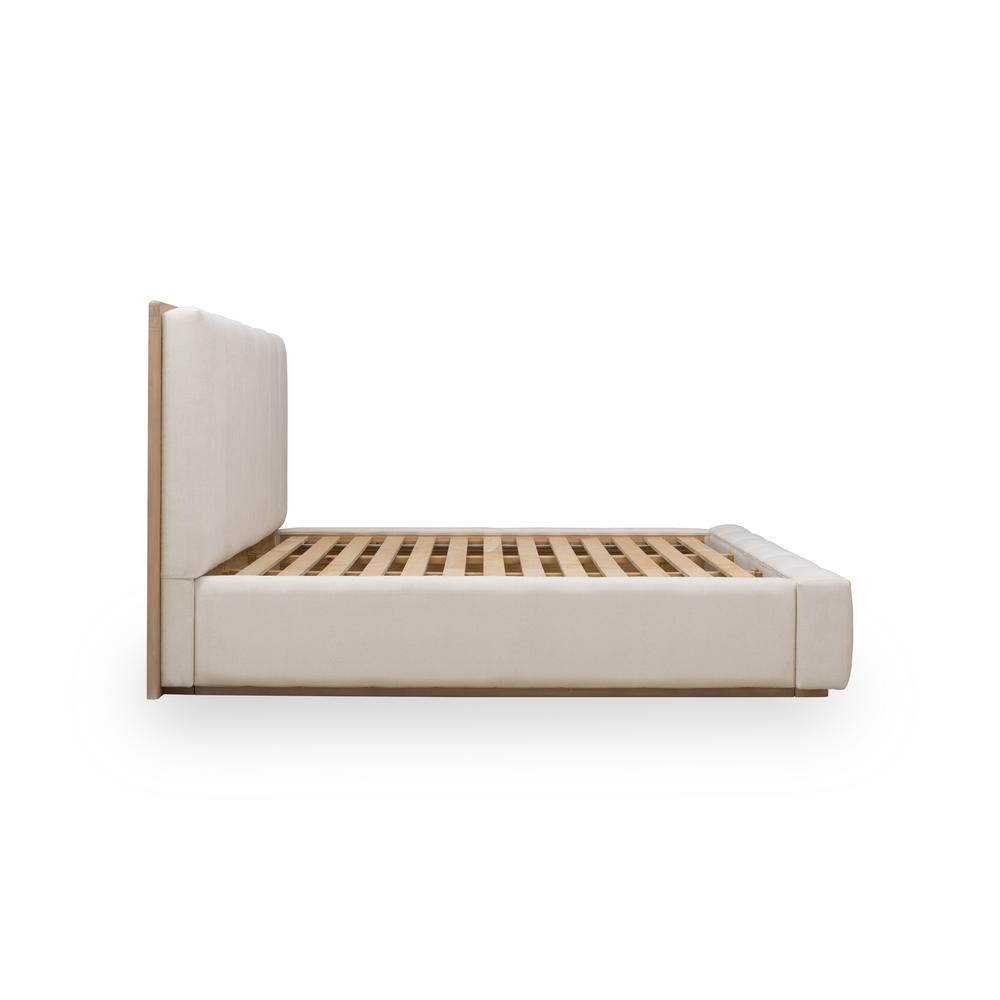 Gardenia Wood Frame Upholstered Platform Bed in Cotton and Chai. Picture 6