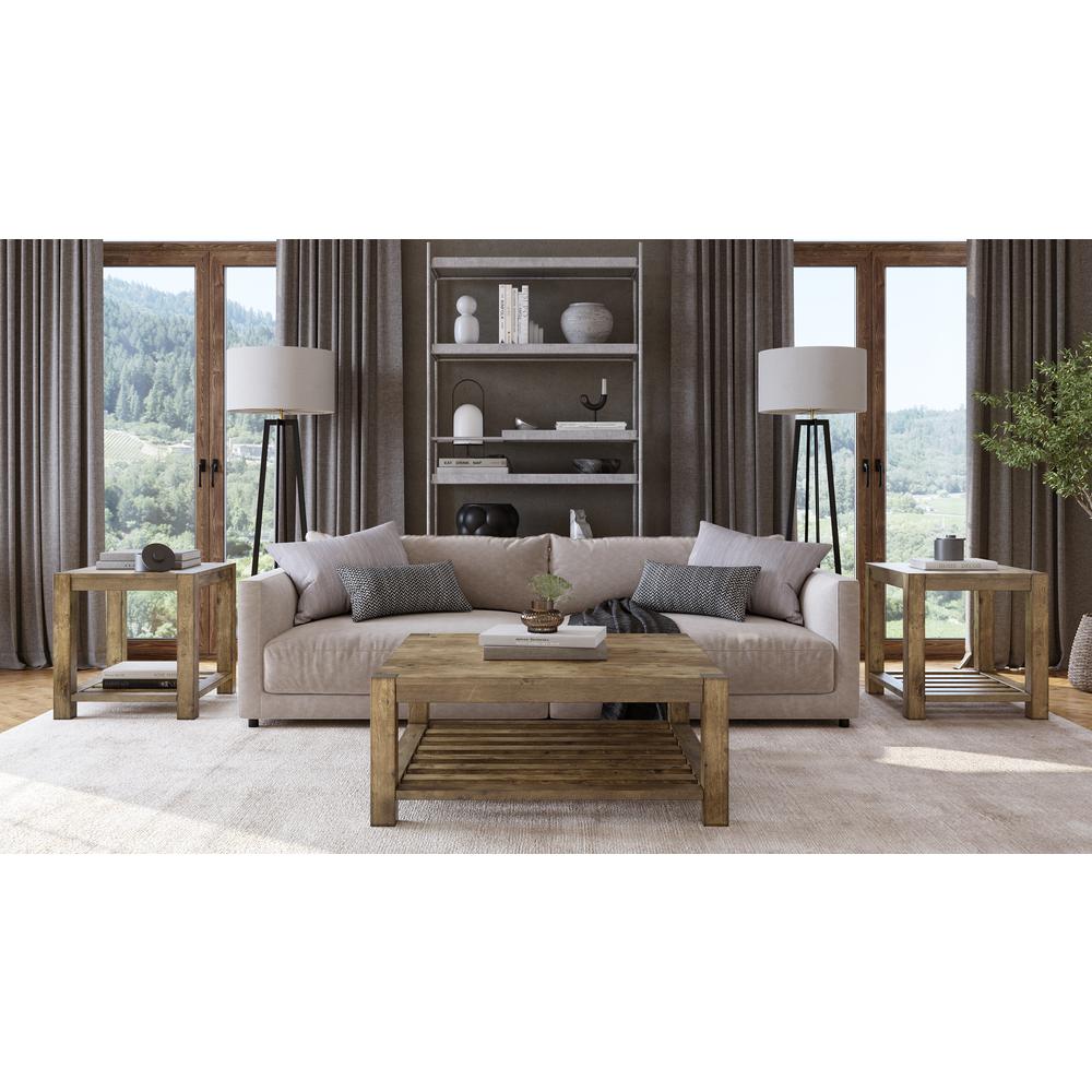 Canyon Solid Wood Rectangular End Table in Washed Grey. Picture 2