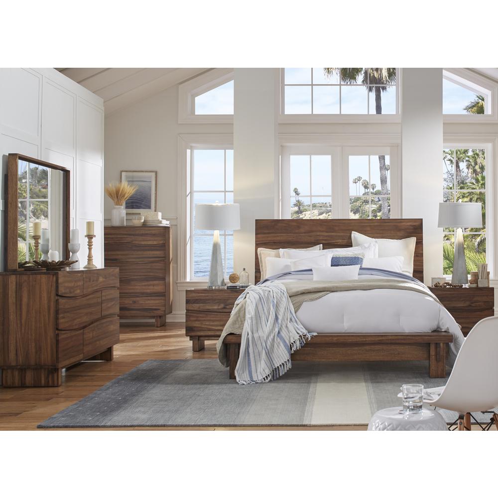 Ocean Two Drawer Solid Wood Nightstand in Natural Sengon. Picture 2