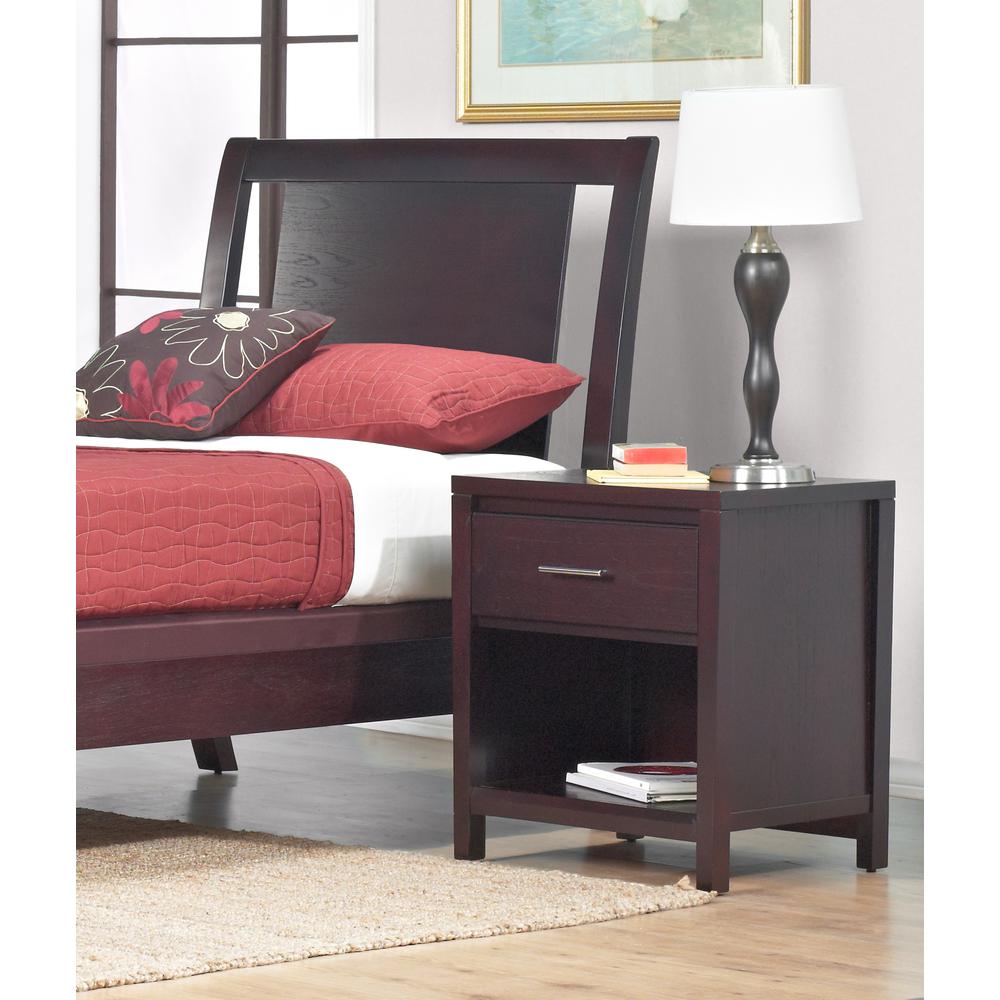 Nevis One Drawer Nightstand in Espresso. Picture 9