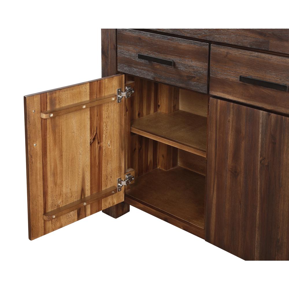 Meadow Three Drawer Three Door Solid Wood Sideboard in Brick Brown. Picture 4
