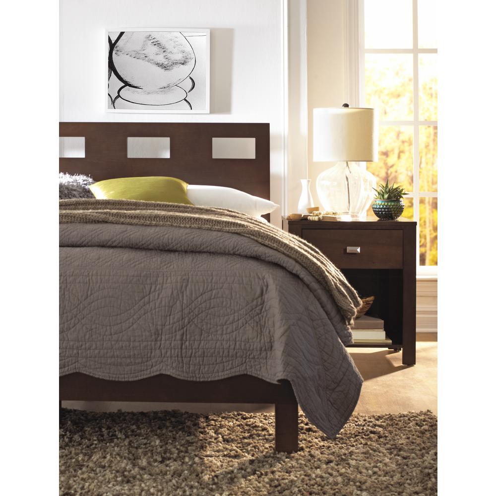 Riva One Drawer Nightstand in Chocolate Brown. Picture 2