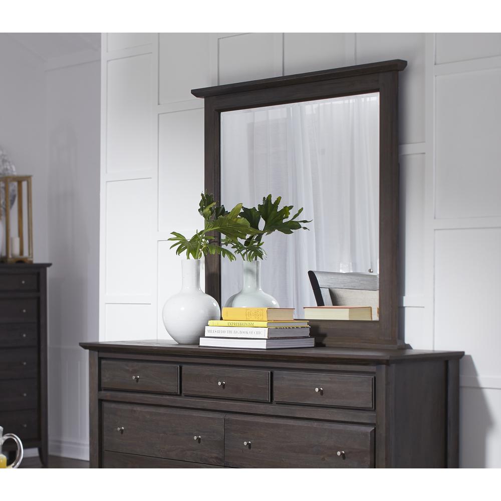 City II Beveled Glass Mirror in Basalt Gray. Picture 1