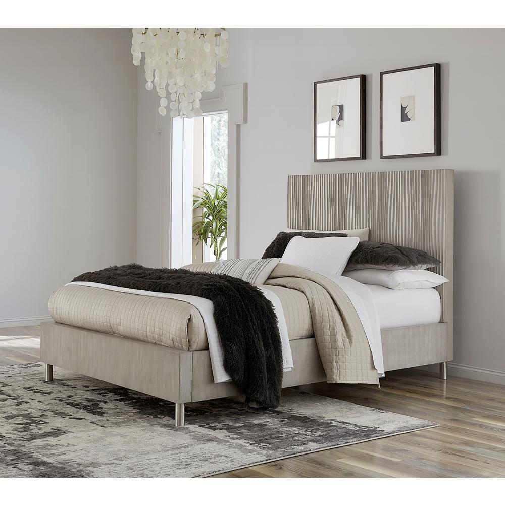 Argento Wave-Patterned Bed in Misty Grey, California King. Picture 5