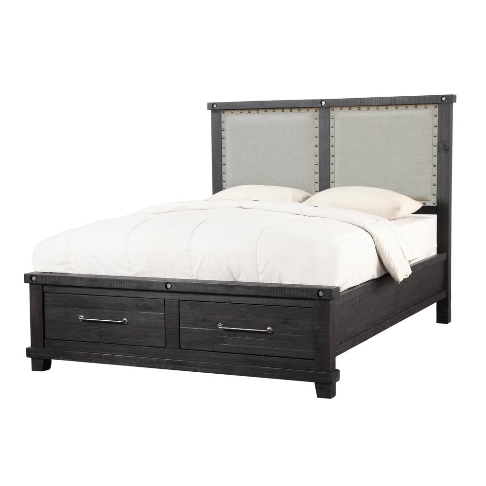 Yosemite Upholstered Footboard Storage Bed in Cafe. Picture 1