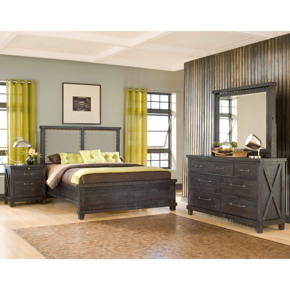Yosemite Upholstered Wood Panel Bed in Cafe. Picture 2