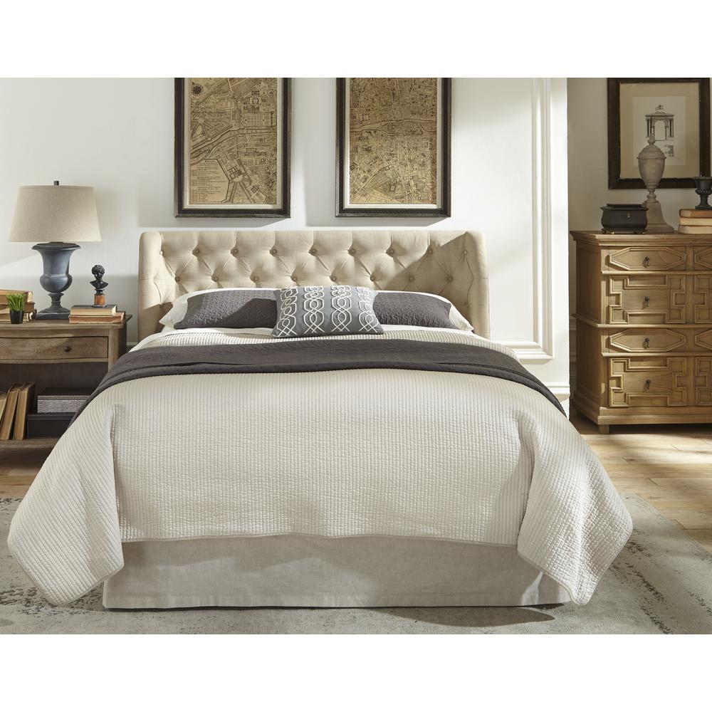 Levi Tufted Platform Bed in Toast Linen. Picture 2