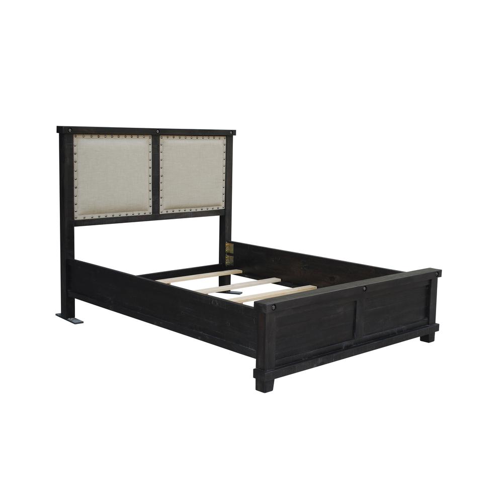Yosemite Upholstered Wood Panel Bed in Cafe. Picture 5
