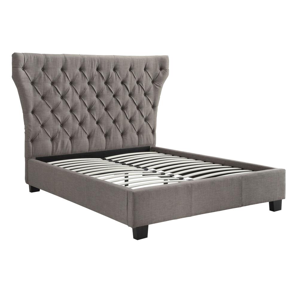 Melina Upholstered Platform Bed in Dolphin Linen. Picture 8