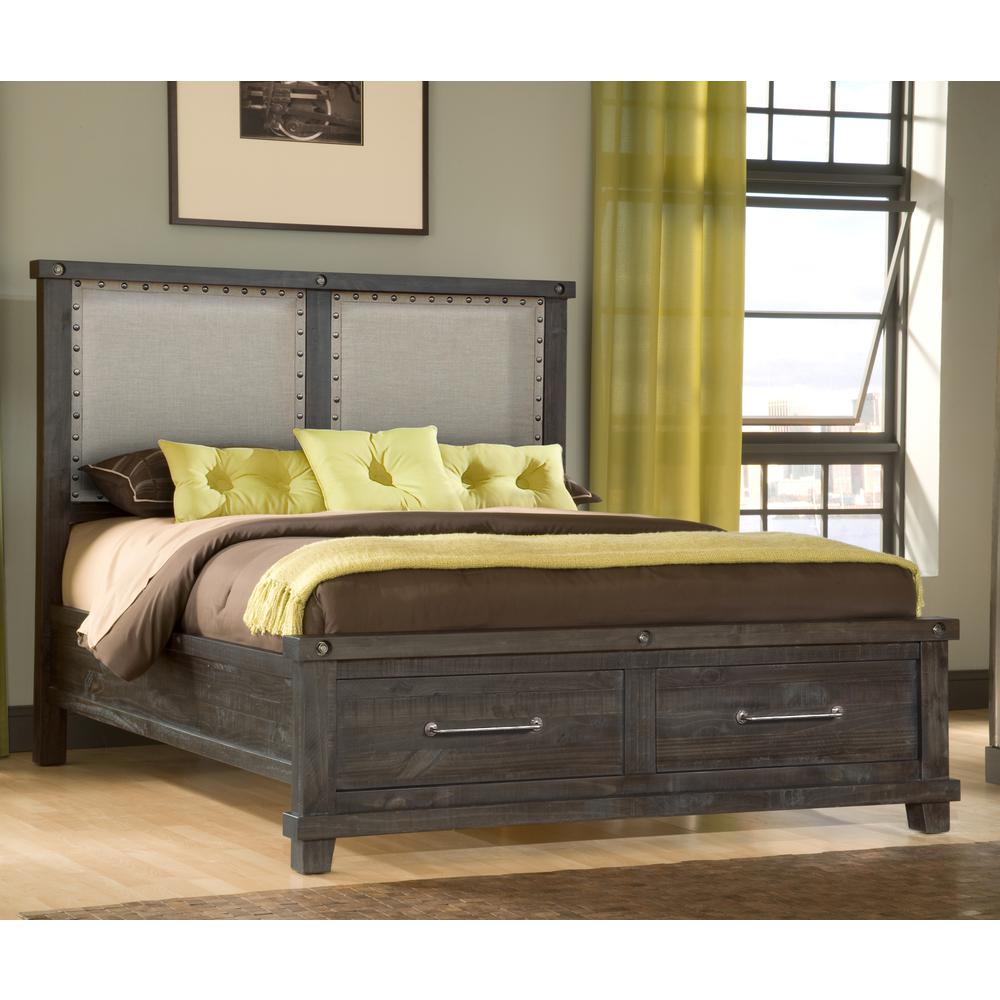 Yosemite Upholstered Footboard Storage Bed in Cafe. Picture 7
