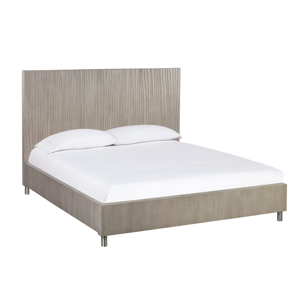 Argento Wave-Patterned Bed in Misty Grey, California King. Picture 1