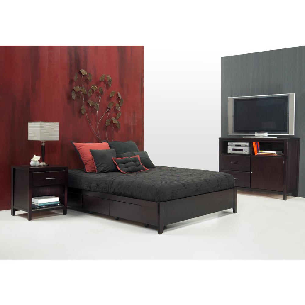 Simple Wood Storage Bed in Espresso. Picture 5