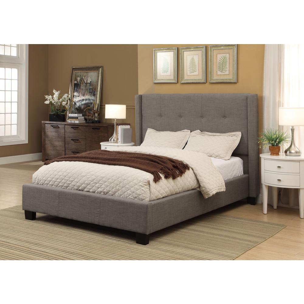 Madeleine Wingback Upholstered Platform Storage Bed. Picture 1