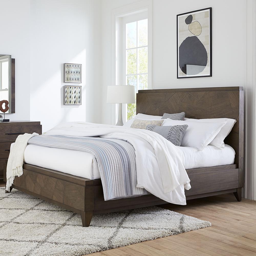 Broderick Wood Panel Bed in Wild Oats Brown. Picture 1