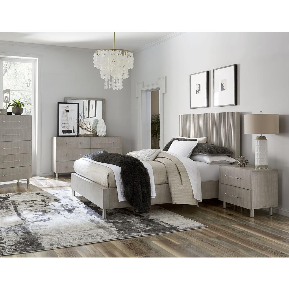 Argento Wave-Patterned Bed in Misty Grey, California King. Picture 6