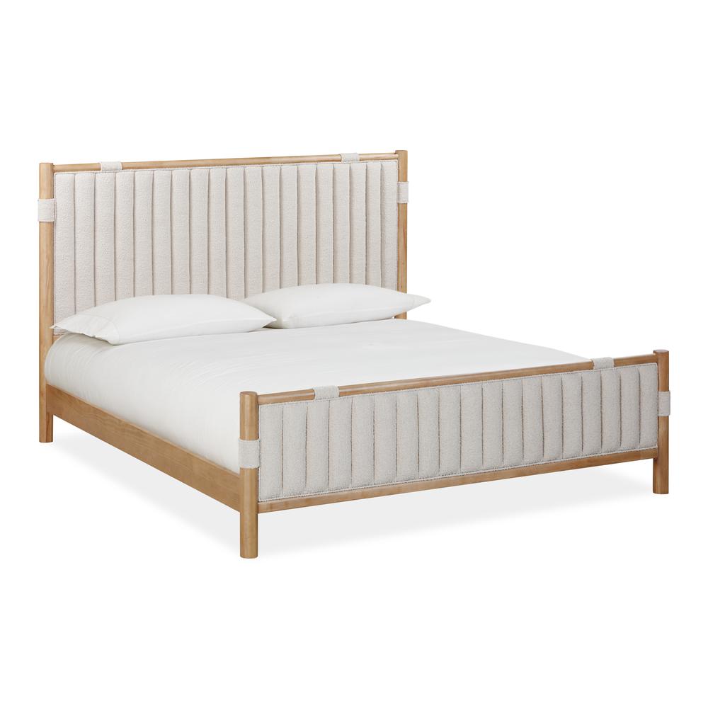 Furano Upholstered Panel Bed in Ginger and Brun Boucle. Picture 1