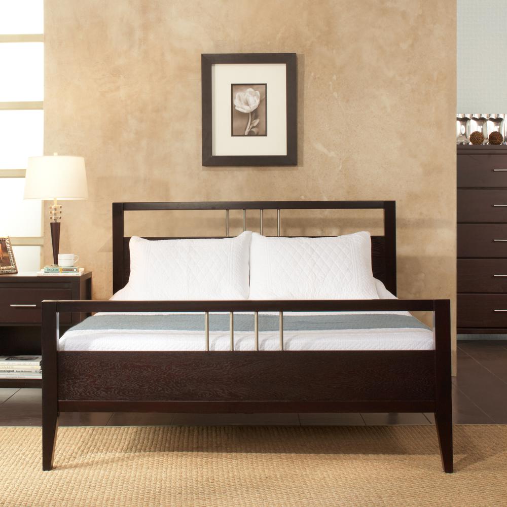Nevis Wood Platform Bed in Espresso. Picture 1